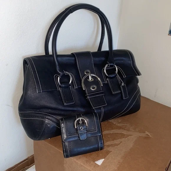 Coach purse handbag black 13"×10" with wallet - Picture 8 of 16